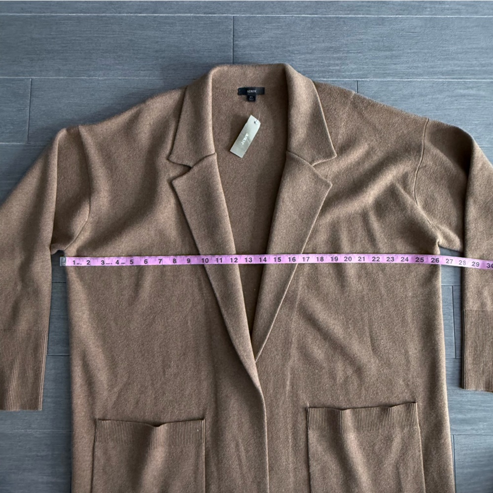 NWT J Crew Ella Open Front Long Sweater Blazer Coat XL in Dark Camel Tan AD753 - Picture 14 of 15